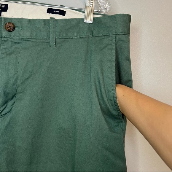 J Crew Men W38 L32 Flex Slim Pants Flat Front Green Tapered Leg Work Office - Picture 5 of 13